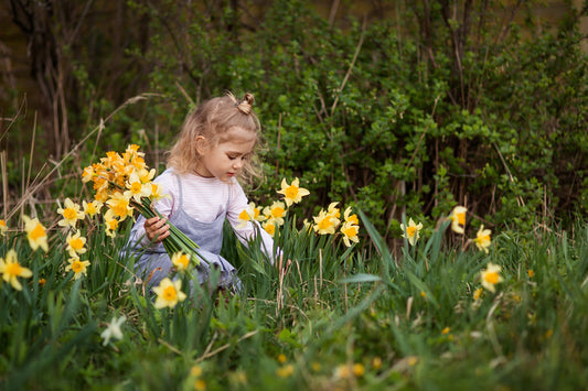 Girl with spring flowers