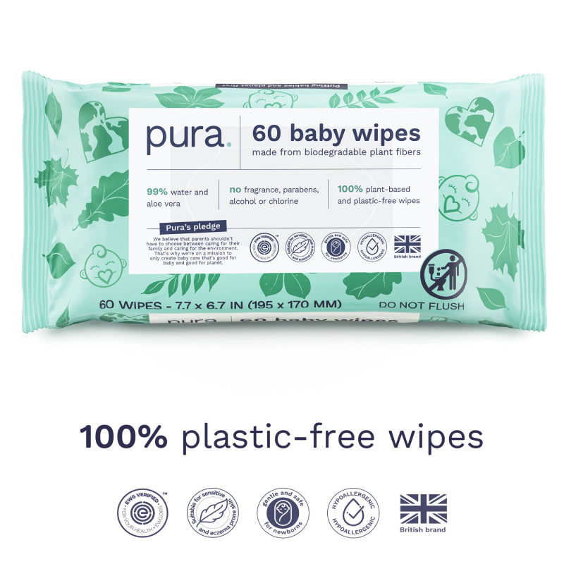 Pura Best Baby Wipes For Sensitive Skin 100 Plastic Free