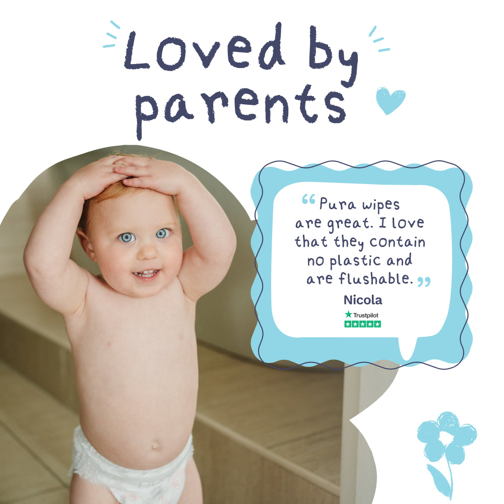 Flushable Toddler Wipes for Sensitive Skin - 10 x 60 Wipes