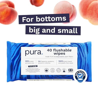 Flushable Adult Toilet Wipes (12 x 40 wipes)