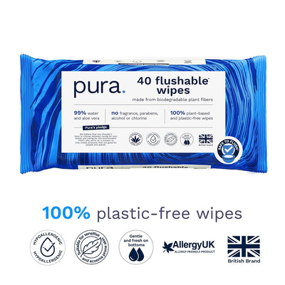 Flushable Adult Toilet Wipes (12 x 40 - 3 x 4 Pack)