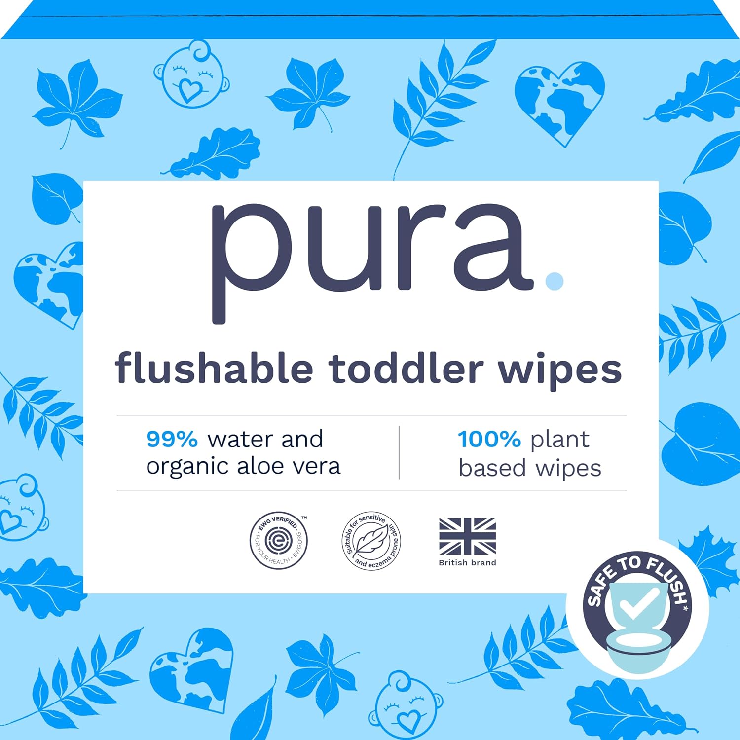 Flushable Toddler Wipes for Sensitive Skin- 12 x 60 pack