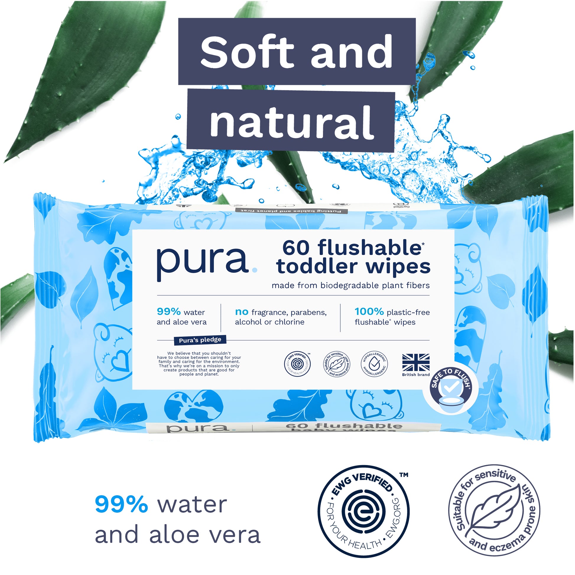 Flushable Toddler Wipes for Sensitive Skin