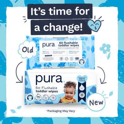 Flushable Toddler Wipes for Sensitive Skin - 10 x 60 Wipes